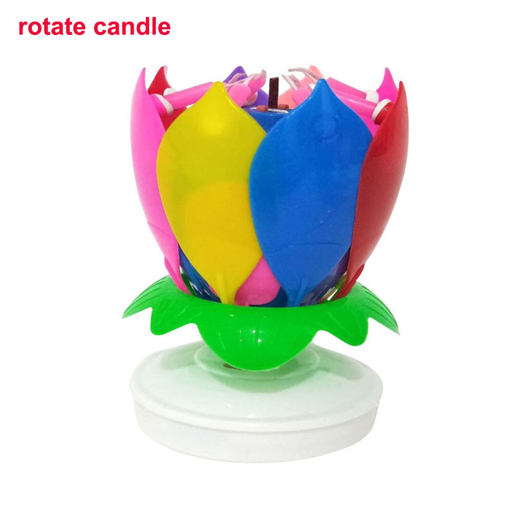 Electronic Birthday Candles Double Lotus Music Blossom Rotating Cake Candle Party Decoration Candle For Birthday Innovative: MultiColored