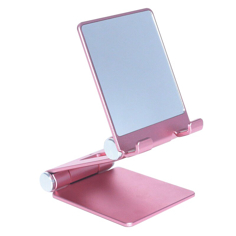 Desktop Phone Stand Metal Foldable and Retractable Mobile Phone Live Broadcast Universal Holder with Makeup Mirror: Default Title