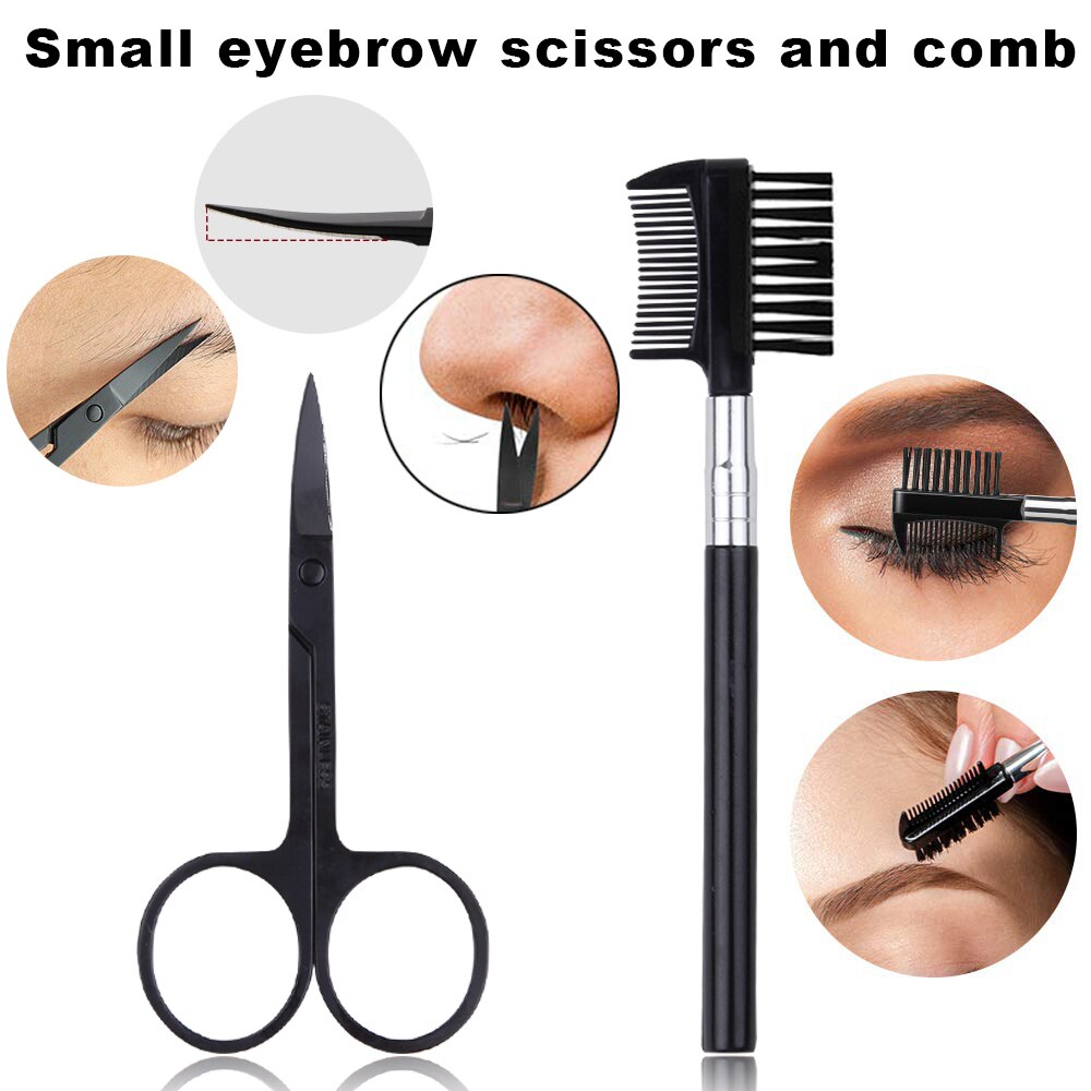 4/6/8/11 Stuks Wenkbrauw Snijders Eye Brow Trimmer Schaar Kam Gezicht Scheerapparaat Ontharing scheermes Pincet Wimper Borstel Vrouwen Make-Up