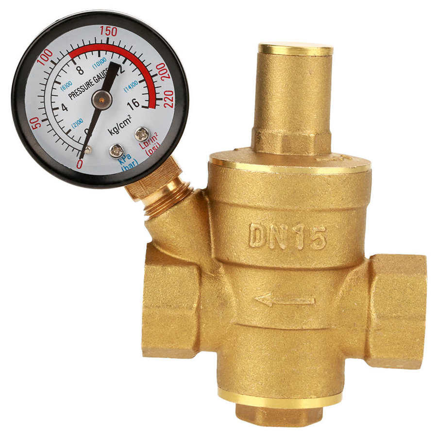 DN25/DN20/DN15 Brass Adjustable Water Pressure Regulator Reducer Maintain Valves Regulator Valves Welding Pressure Gauge Meter