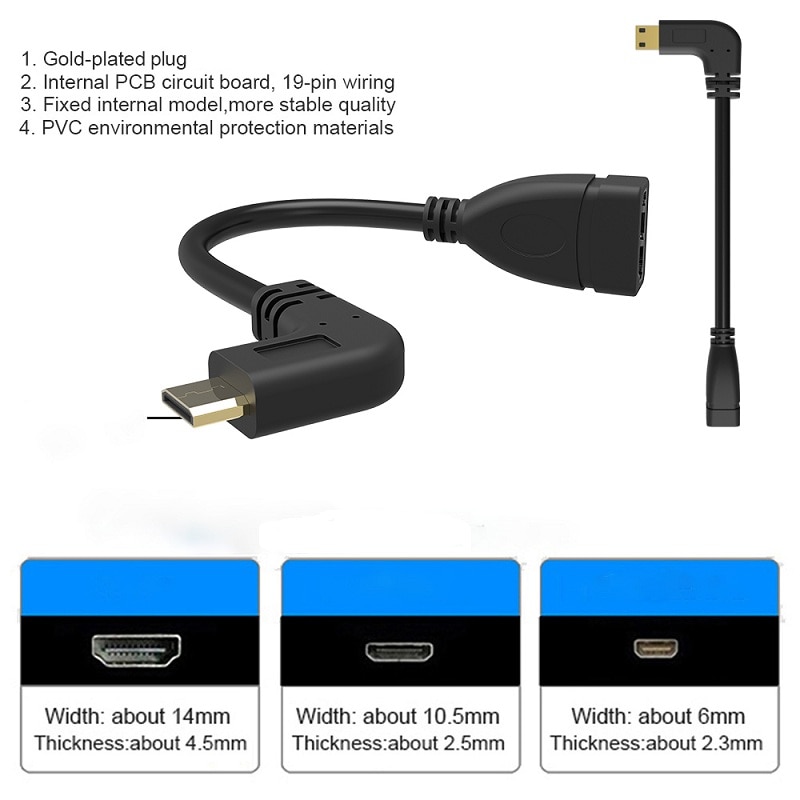 90 Grad Verknüpfungen Abgewinkelt Gold Überzogene HDMI Kompatibel weibliche kabel männlich zu weiblich für HDTV 1080p PS3 evo HTC Vedio