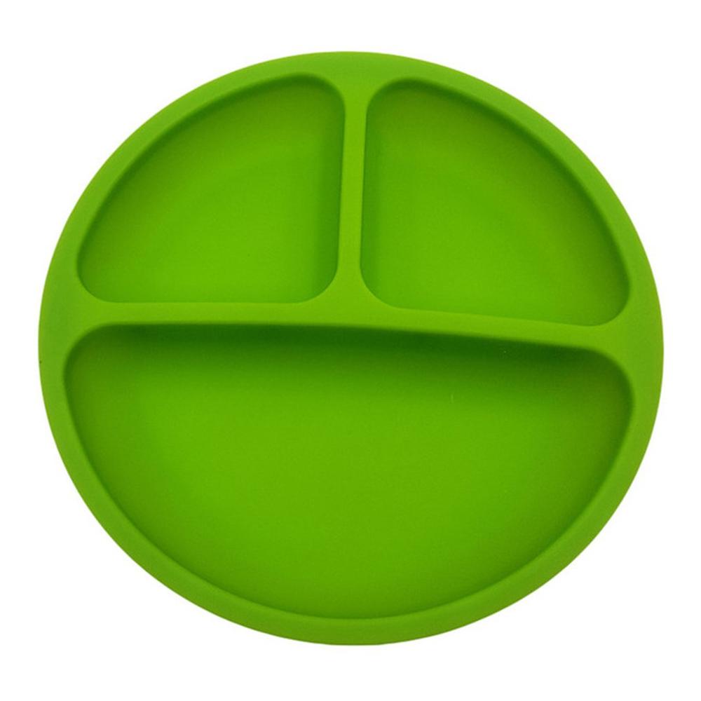 Vajilla de silicona para bebé, vajilla de almacenamiento de alimentos, platos de frutas, platos para alimentación para niños, cuencos, bandeja anticaída: Bright green