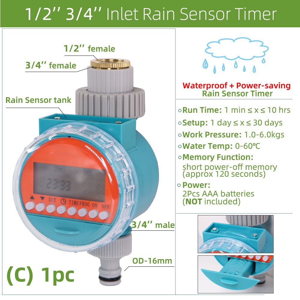 Automatische Watering Timer Elektronische Irrigatiesysteem Liquid Crystal Display Regen Sensor Solar Controller Kas Timing Tool: C