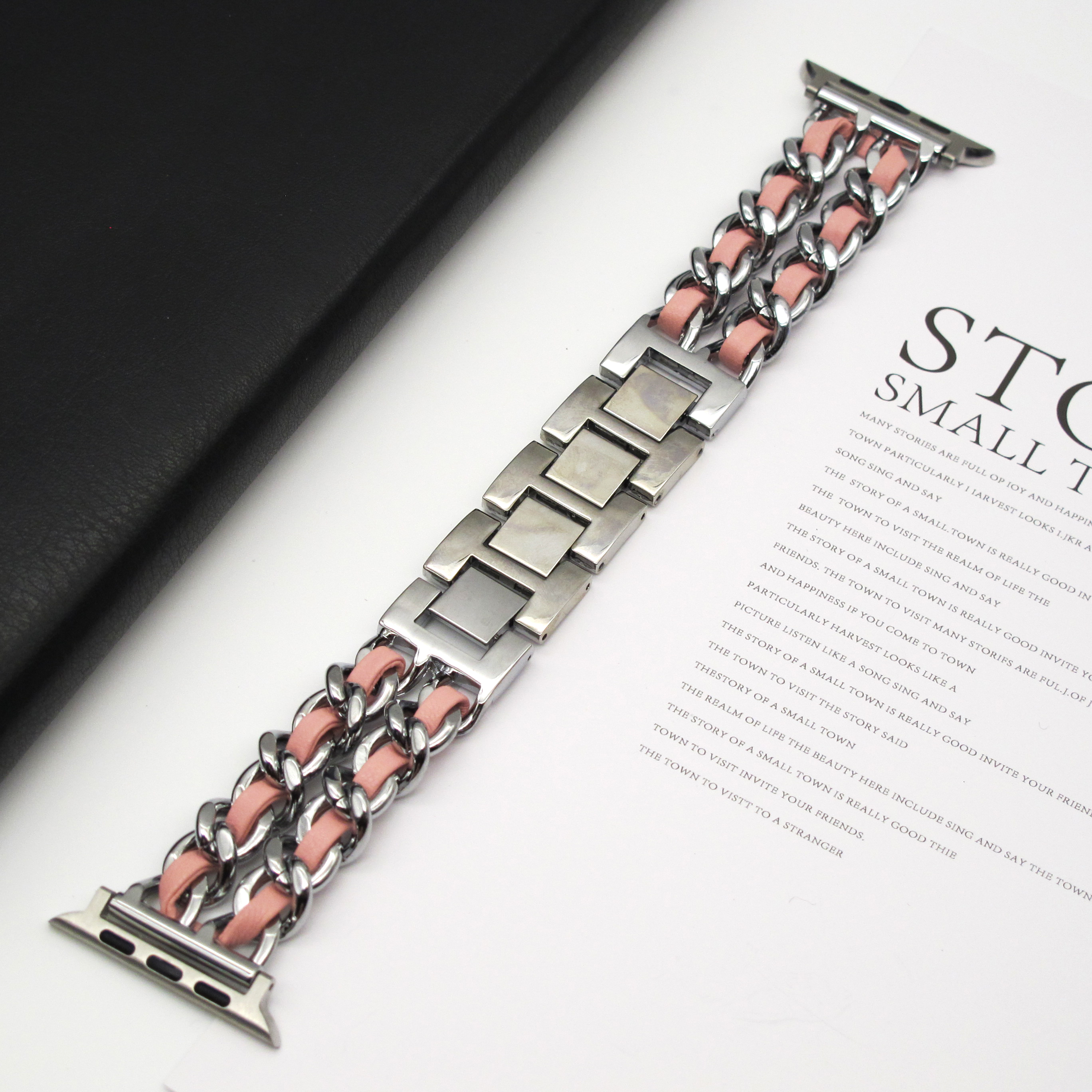 Metal Double Chain Strap for Apple Watch S10 42MM Strap Ultra 49mm 46 45 44 40 41 38mm Strap for iWatch Series 987654: 20 / Orange