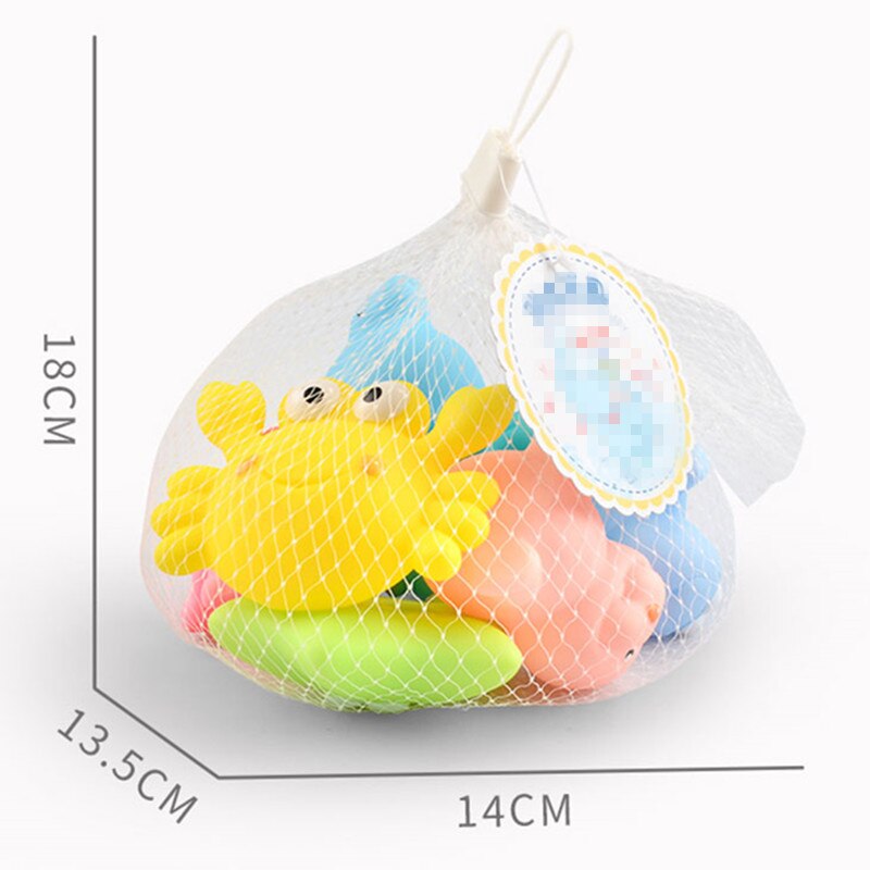 7 Stks/zak Bad Speelgoed Gemengde Dieren Zwemmen Water Speelgoed Mini Kleurrijke Zachte Drijvende Rubber Squeeze Sound Grappige Cadeaus Voor Baby kids