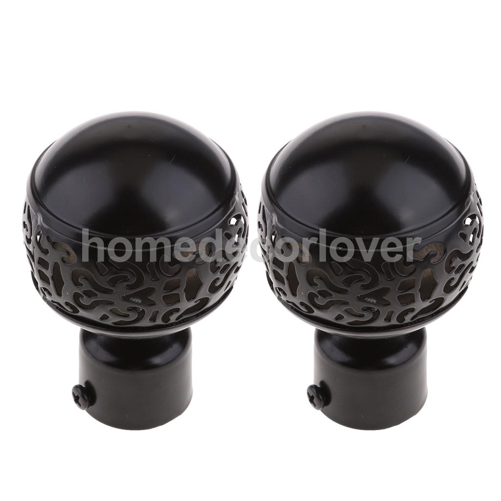 1 Pair Metal Drapery Curtain Rod Ends Caps Finials for 22mm/ 28mm Dia. Pole: Light Grey