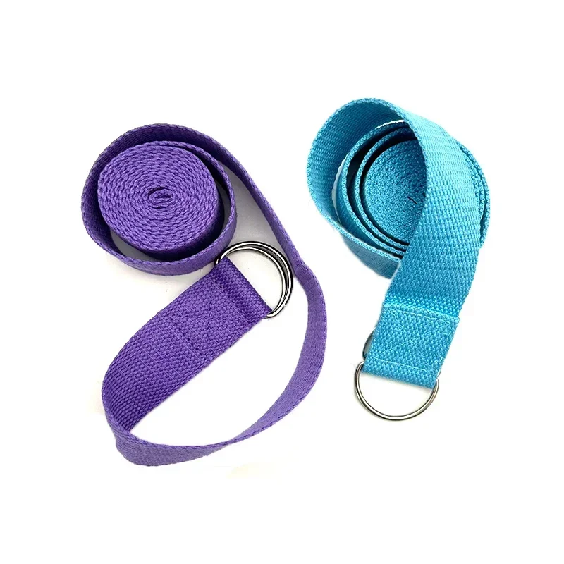 1,8 m x 3,8 cm verstelbare D-ring gesp yogariem geeft flexibiliteit voor yoga stretching duurzame katoenen oefenriemen