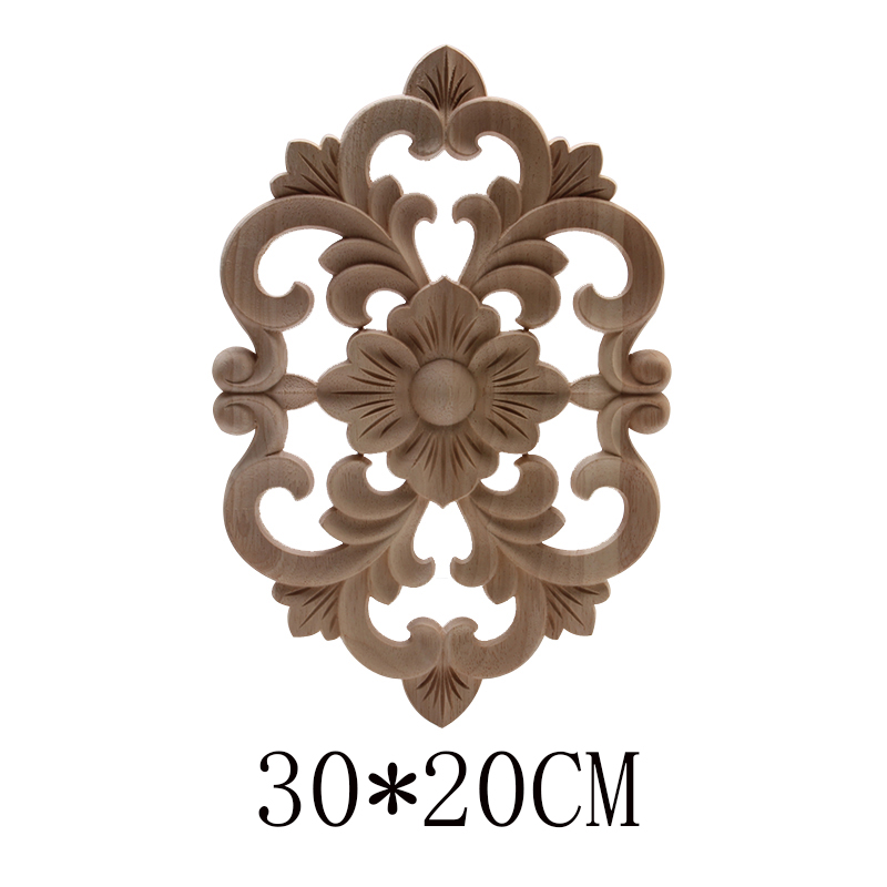 Figurines de madera Onlay apliques de madera Calcomanía para madera decoración antiguo europeo largo grande Floral mueble madera gabinete paredes: C212-5