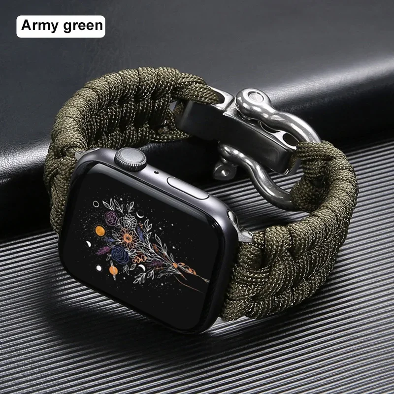 Survival Outdoor Braided Band for Apple Watch 49MM 45mm 44mm 42mm Rope Strap for Iwatch 7 6 5 4 8 9 SE 40mm 41mm Nylon Bracelet