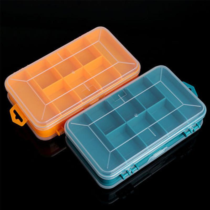 Caja de almacenamiento de herramientas de plástico PP, 13 rejillas, cuentas para joyería, tornillos, caja de almacenamiento, portaherramientas electrónico pequeño de doble cara, caja verde