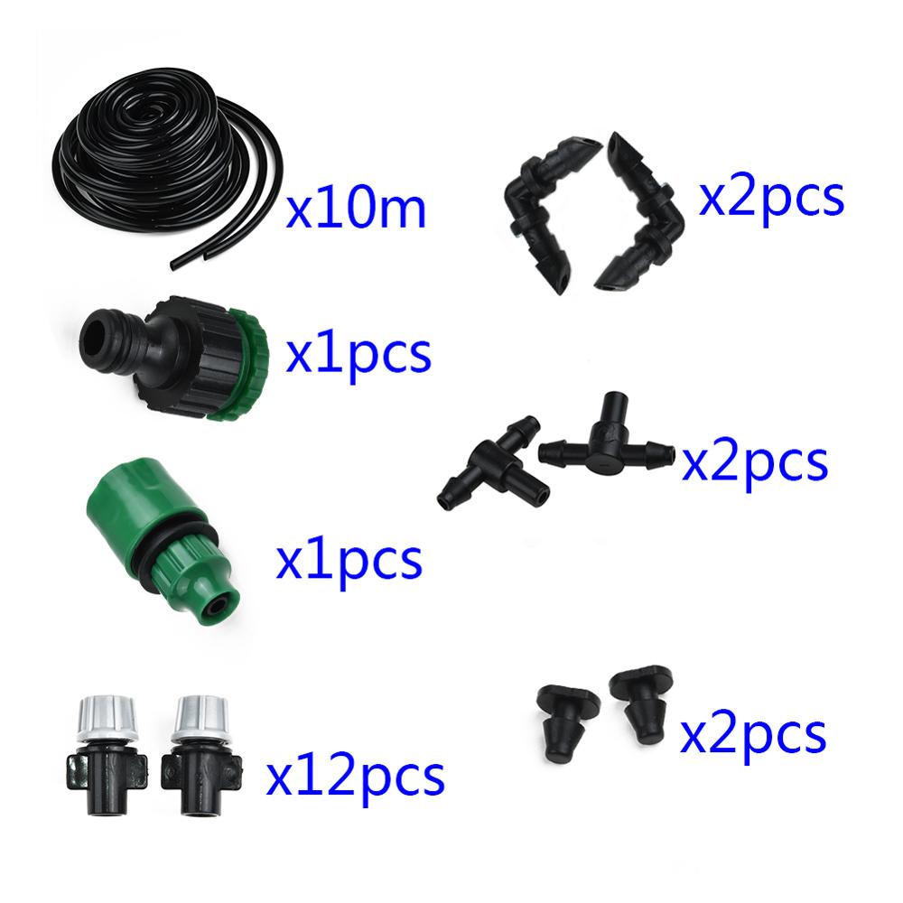 10M Water Misting Cooling System Mist Sprinkler Nozzle Outdoor Garden Patio Greenhouse Plants Spray Hose Watering Kit