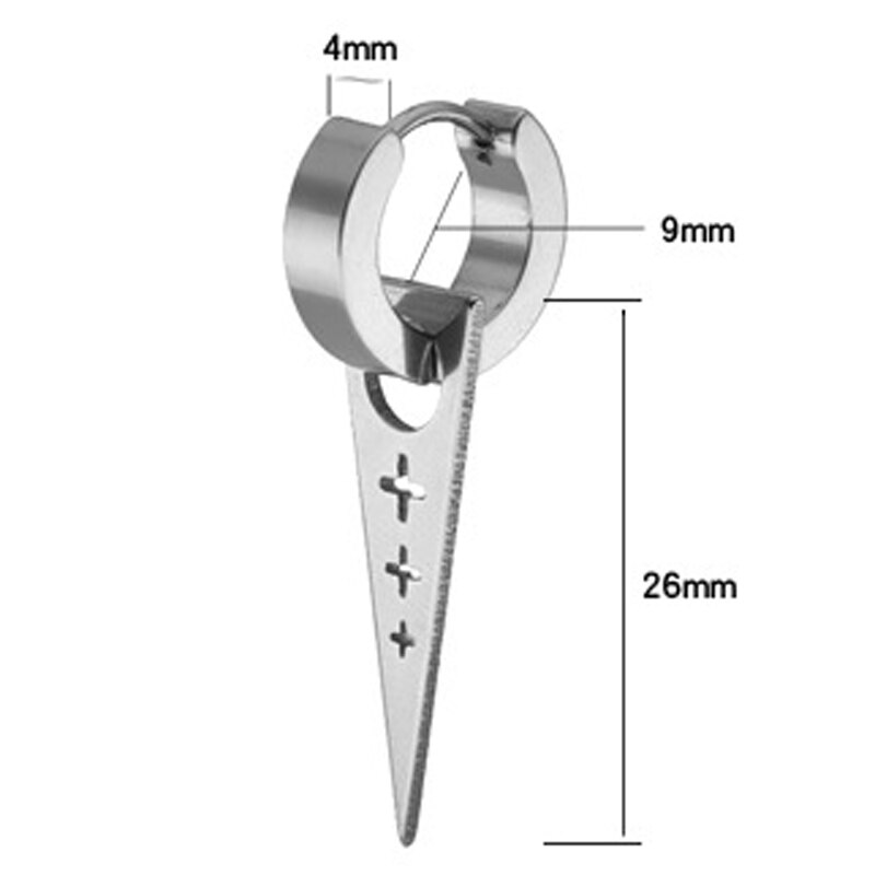 Geometrische Driehoek Cross Dangle Oorbellen Rvs Heren Rarring Voor Mannelijke Mannen Punk