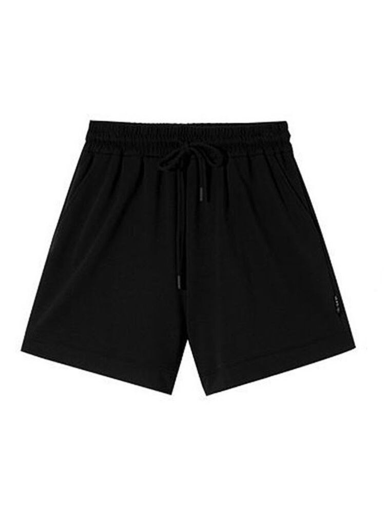 Baumwolle Sport kurze Hose Frauen&#39;s hoch Taille Fitnessstudio kurze Hose dünn lose weit-Bein Hose alle-Spiel lässig trainieren kurze Hose 2022 Sommer: Schwarz / XL