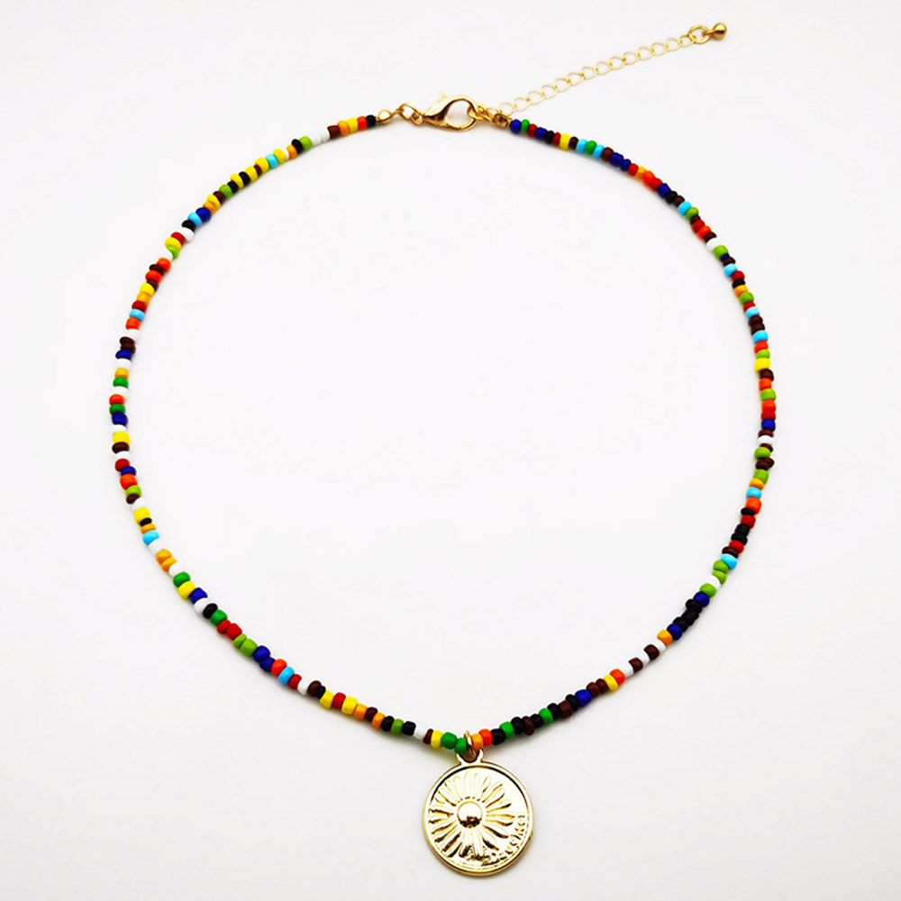 Collar con colgante de cuentas hecho a mano de varias capas, Gargantilla de amor de corazón de estrella de mar étnica, joyería de playa, de Bisutería: Rojo óxido