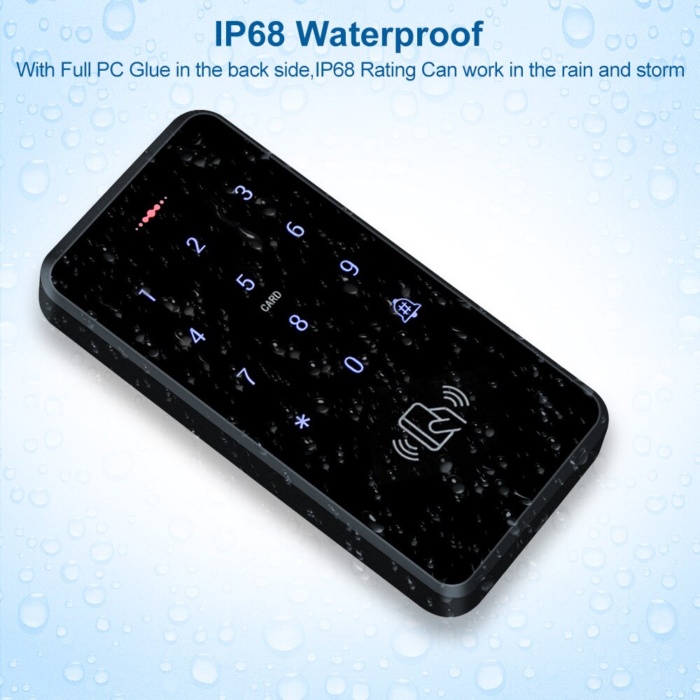 IP68 Waterdicht Toegangscontrole Toetsenbord Outdoor Rfid Access Controller Touch Deuropener Systeem Elektronische EM4100 125Khz Key Kaarten