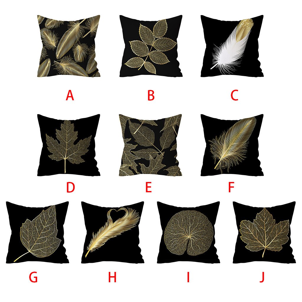 Gold Plant Gedrukt Polyester Kussensloop Decoratieve Kussens Voor Sofa Kussenhoes Home Decor Cojines Decorativos Para Sofá