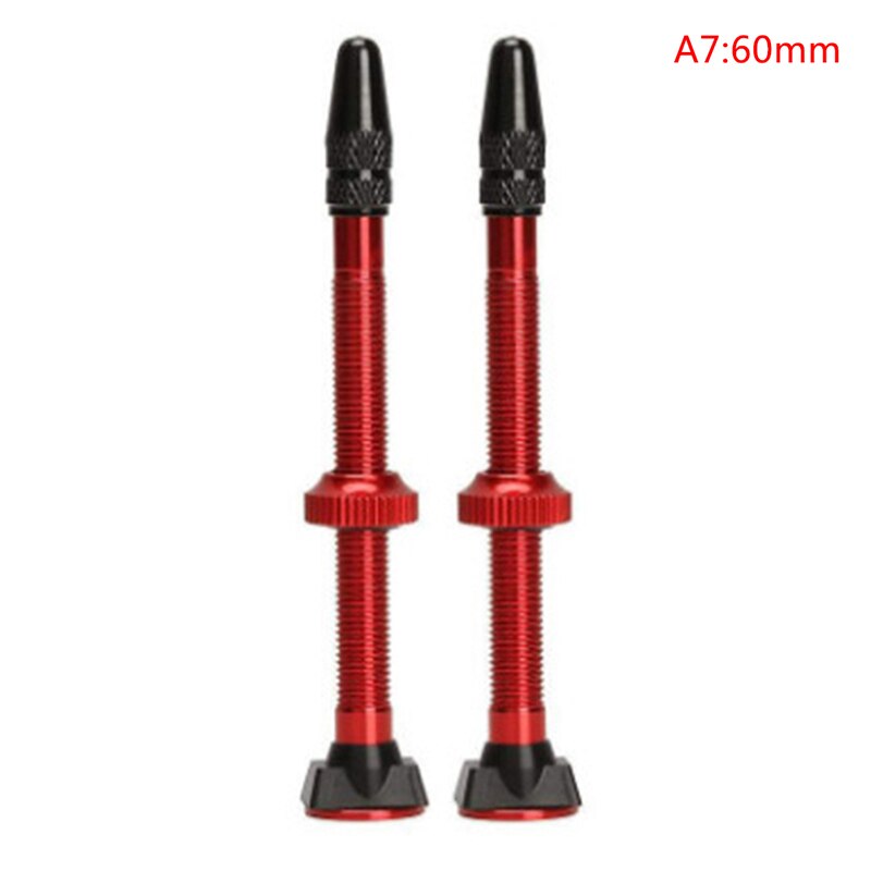 1 Paar Fiets Mountain 48/60Mm Valve Voor Road Tubeless Velg Legering Of Messing Stem Messing Kern W/ Cap & Tool: A7