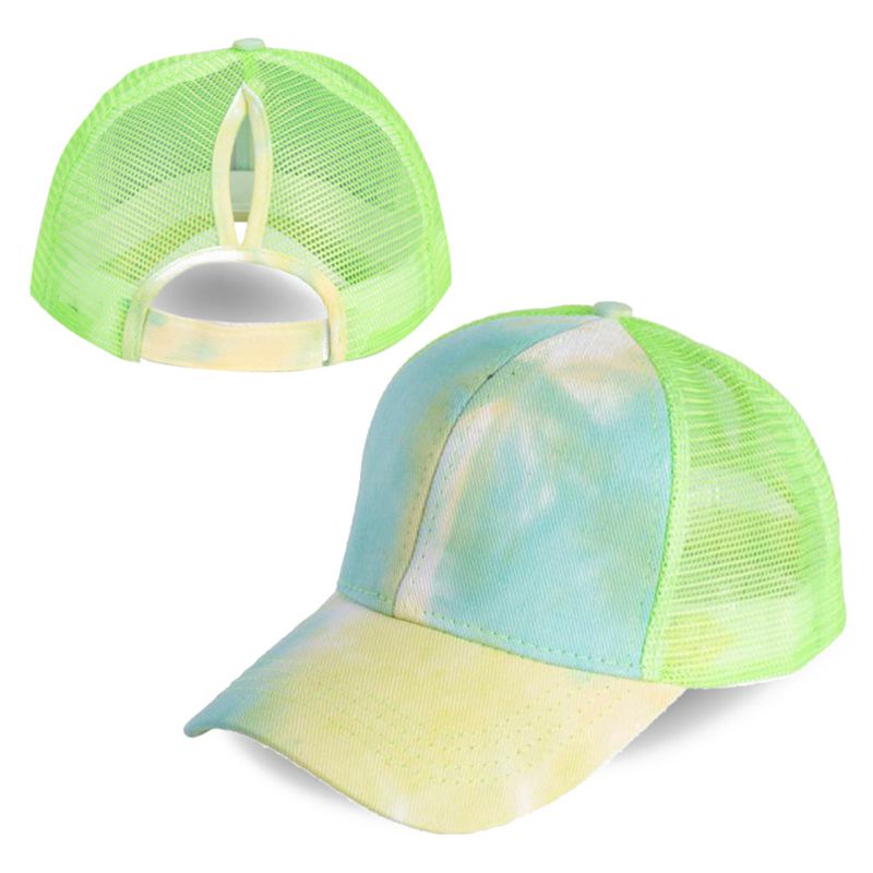 Baseballcap solskygge pustende bomull hestehale lue justerbar lukking bak for rotete høye boller utendørs sports cap g: G