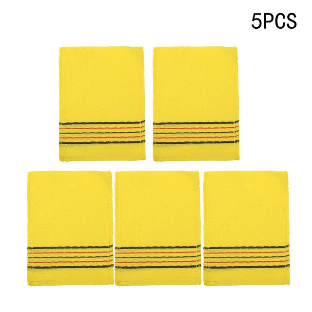 Exfoliating Back Strap Bath Shower Body Wash Scrubber Cloth Towel Stripe Strong: Yellow / 5PCS