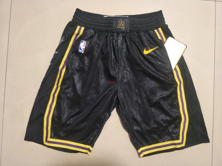 Sport Basketball Shorts NBA Los Angeles Lakers Tasche Kurze Hosen -Presse Shorts Schlange Muster Schwarz