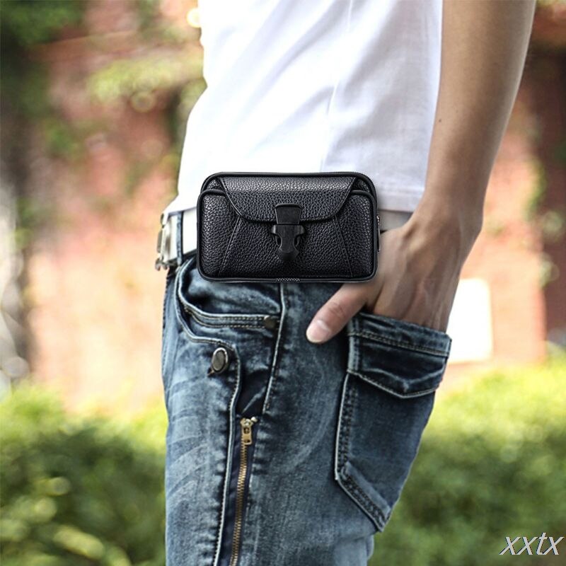 Mannen Vintage Pu Lederen Heuptas Telefoon Pouch Sport Riem Hip Belt Loop Holster Portemonnee Carry Case Purse