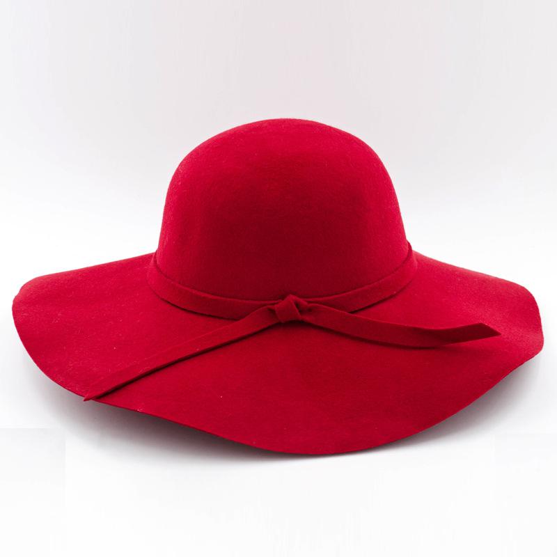 COKK, sombreros elegantes para mujer, sombrero de lana de ala ancha, sombrero negro Vintage para mujer, sombrero redondo para mujer, sombreros de vestir para mujer, invierno Británico: Red