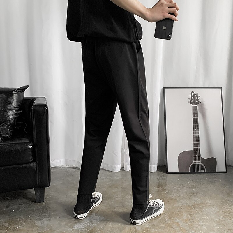 Sorte løbebukser fritidsbukser til mænd business casual kjole bukser mænd streetwear vilde løse joggerbukser m -2xl