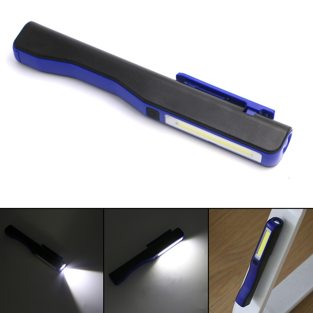 Mini pen cob led lommelygte multifunktions ledet fakkel lys magnetisk arbejdsinspektion lampe lommelygte 2- mode aaa: Blå