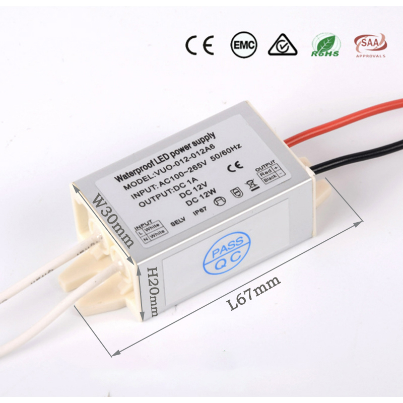Dc12v led  ip67 driver strømforsyning 220v svitsjing led driver lystransformator 12w 20w 30w 36w 45w 60w for led-lys: Beige