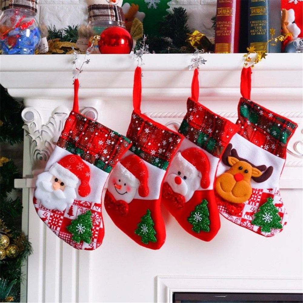 Kerst Santa Sokken Leuke Ornamenten Festival Party Xmas Decor Deur Muur Haard Boom Opknoping Decor Bag gratis leveren