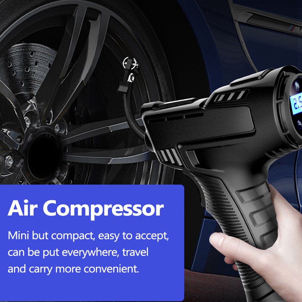 120W Wireless Car Air Compressor Handheld USB Rechargeable Tire Inflator Digital Display Inflatable Pump Pressure Gauge