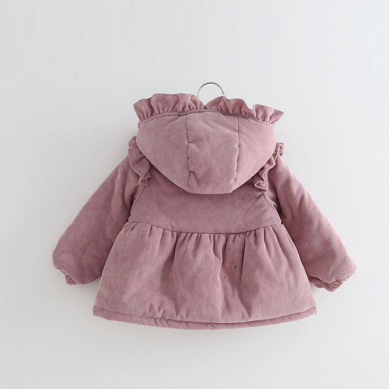 Kinderen Baby Meisjes Mode Parka Jas Roze Uitloper Leuke Lange Mouwen Hooded Boog Jas Winter Warm Effen Kleur Voor Baby meisjes