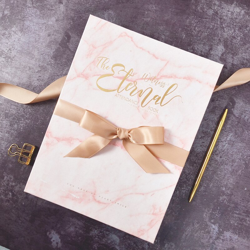 Bryllup gæstebog tegn foto guld kalligrafi alternativ lyserød marmorering dækning rustik bryllup baby brude brusebad navn dato