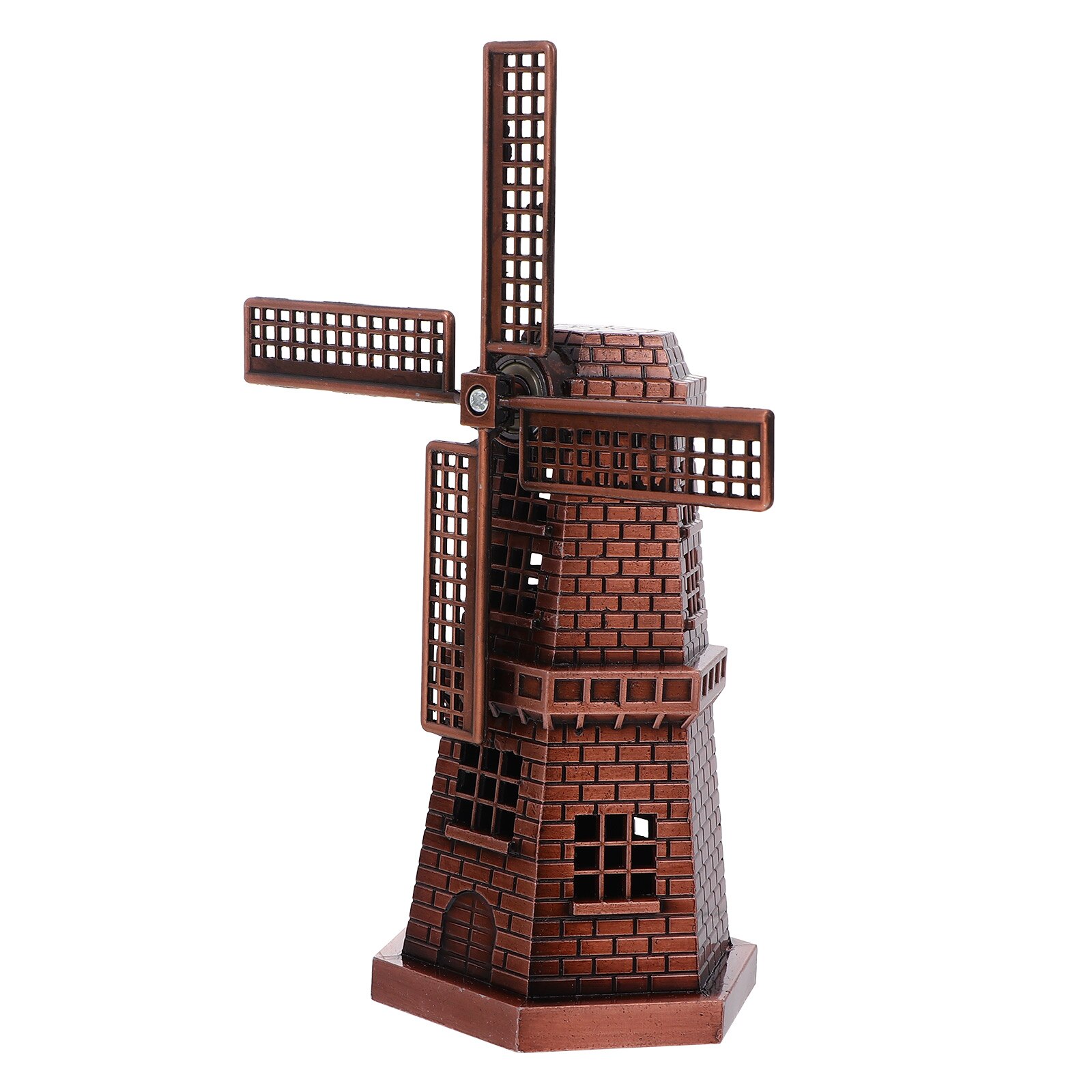 1 Set of Windmill Art Craft Windmill Model Metal Windmill Home Ornament: Red copper