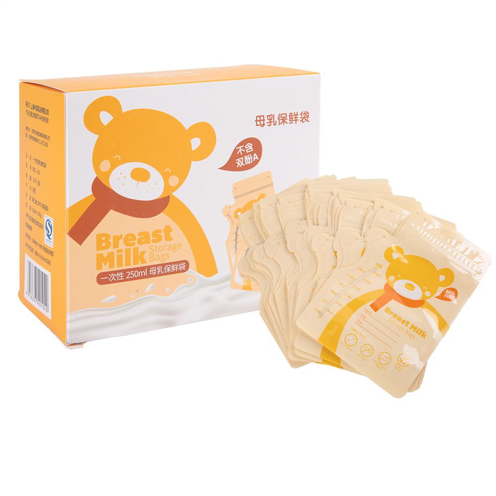 30PCS 250ML Baby Food Storage Breast Milk Storage Bag Disposable BPA Free Baby Safe Feeding Breast-milk Sealed Bag: Yellow