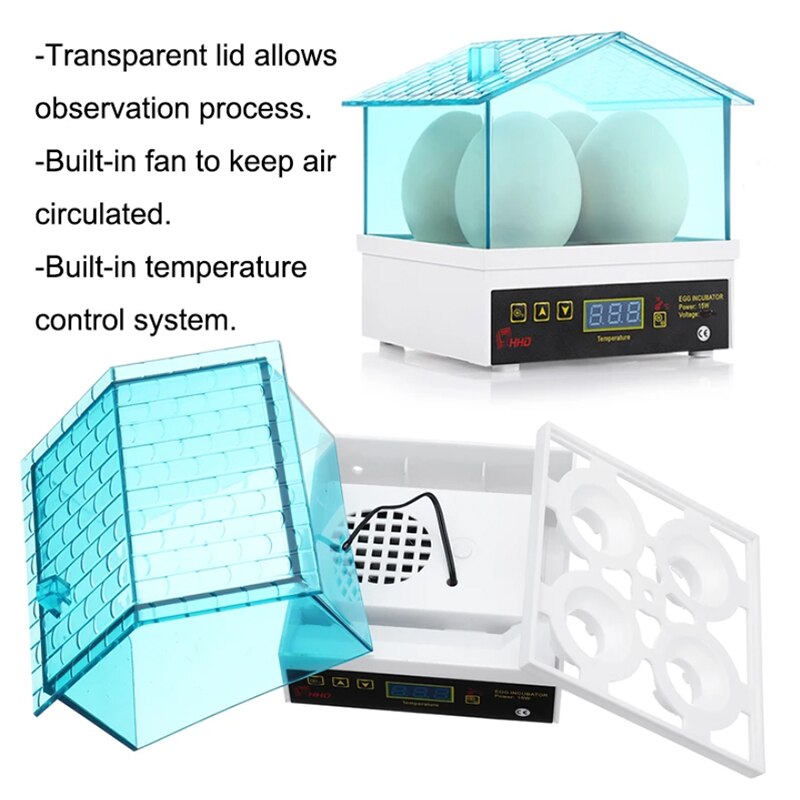 Automatic Digital HHD 4 Eggs Incubator Mini Hatcher Machine Poultry Fully Household Egg Hatching Breeding Machine Small Brooder