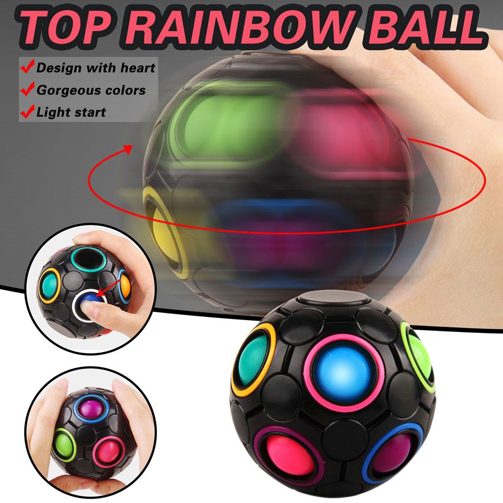 Antistress Stress Relief Cube Rainbow Ball Puzzles Football Cube Funny Hand Game Brain Teaser Educational Fidget Toys For Kids
