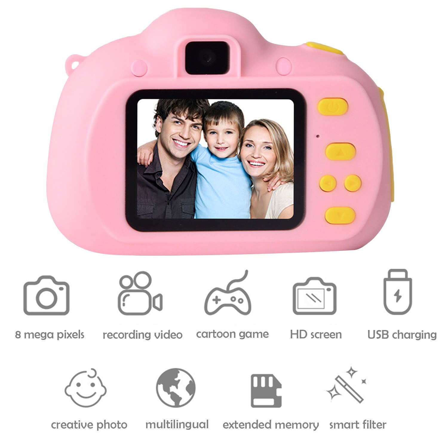 Enfants dessin animé Mini HD appareil Photo numérique multifonction caméscope rechargeable électronique Photo vidéo jouet avec photographie de carte mémoire