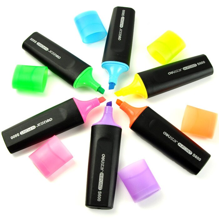 Deli S600 Markeerstift Waterdicht Tekening Pen Art Markers Pen Niet Vervagen Markeerstiften Fluorescerende Heldere Kleur: 7