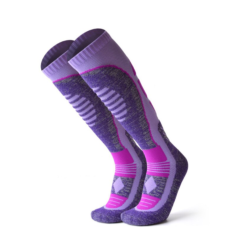 Skisocken aus baumwolle, wärmeisolierend, wadenlang, sportsocken für herren und damen, wandern, spazierengehen, snowboarden, handtuch-skisocken  eu 40-43: Lila m