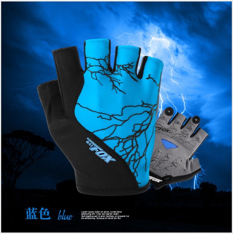 BATFOX-guantes de Ciclismo de medio dedo para hombre y mujer, plantilla de Gel antideslizante, transpirables, para ciclismo de montaña, Guantes de bicicleta de carretera, guantes deportivos de ciclismo: blue / XL