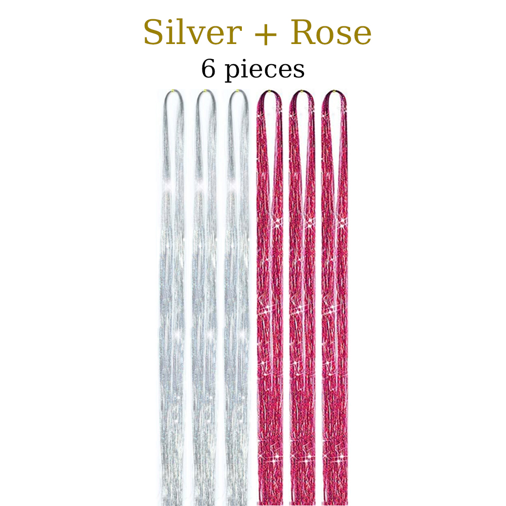 48 Inch Hair Tinsel Kit With Tool 1200 strands Tinsel Hair Extensions 12 Colors Fairy Hair Tinsel, Sparkling Shiny Hair Tinsel