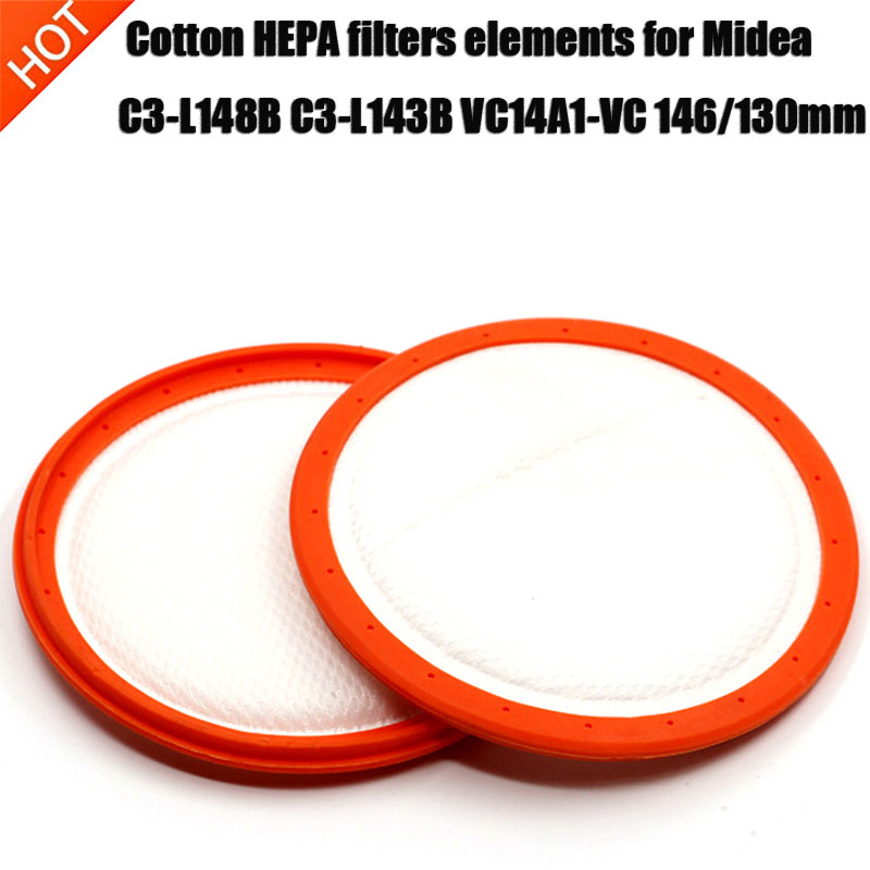 Replacement Washable Vacuum Cleaner Round HV Filter Cotton HEPA filters elements for Midea C3-L148B C3-L143B VC14A1-VC 146/130mm