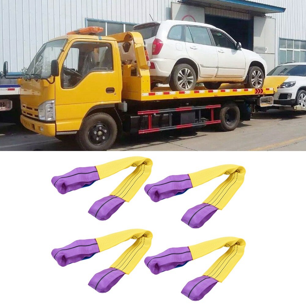 4pcs dual edge protection replacement Recovery Alloy Wheel Securing Link Ratchet Straps Trailer Transporter Yellow/Purple