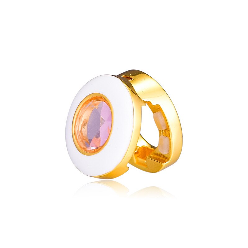 Reflexions Gleaming White Circle Clip Beads for Silver 925 Charms Bracelets Women Reflexions Golden Shine Jewelry Making DIY