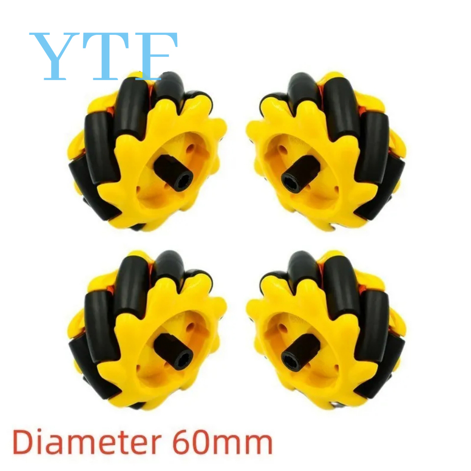 Roue Mecanum en plastique de haute dureté, 4 pièces/lot, 48mm 60mm 80mm 97mm, omnidirectionnelle pour moteur TT, voiture Robot intelligente avec moyeux de 6mm