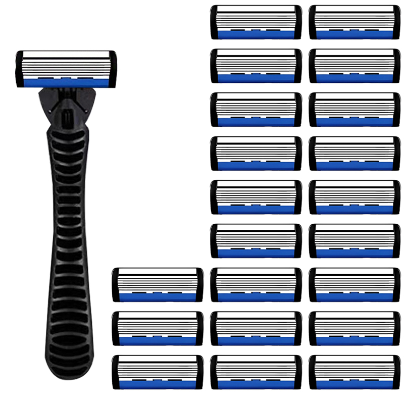 Handmatig scheermes voor mannen, zeslaags mes, roestvrijstalen mesjes, geen huidbeschadiging, ouderwetse mesjes, scheerkoppen: Groente