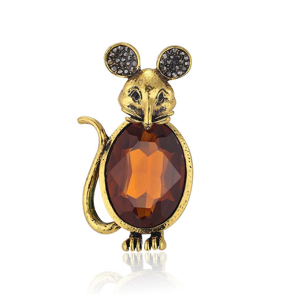 Strass Muis Broche Retro Badge Rugzak Jas Decor Ornamenten Rhinestone Animal Broche Pins: B