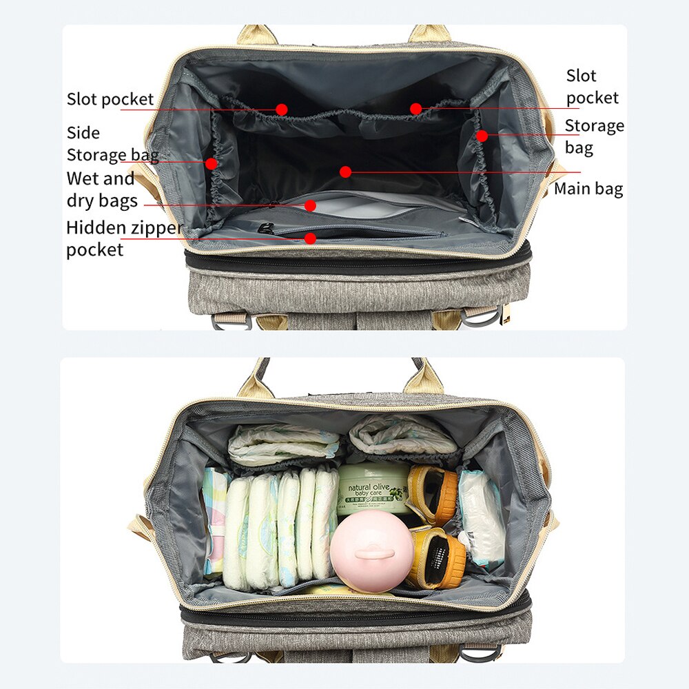 Multifunctional Diaper Bag Mother And Baby Bag Folding Baby Portable large Capacity Multi-Function outing Backpack Bed