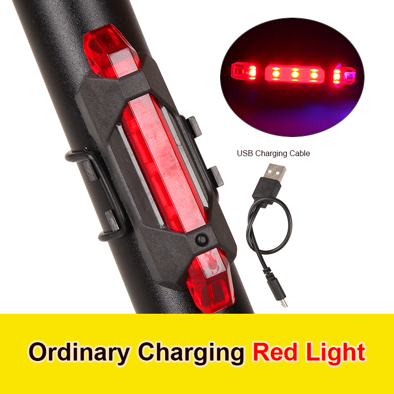 Faro delantero LED para bicicleta de montaña, linterna de advertencia, recargable vía USB, a prueba de lluvia, 1/2 piezas: Rojo